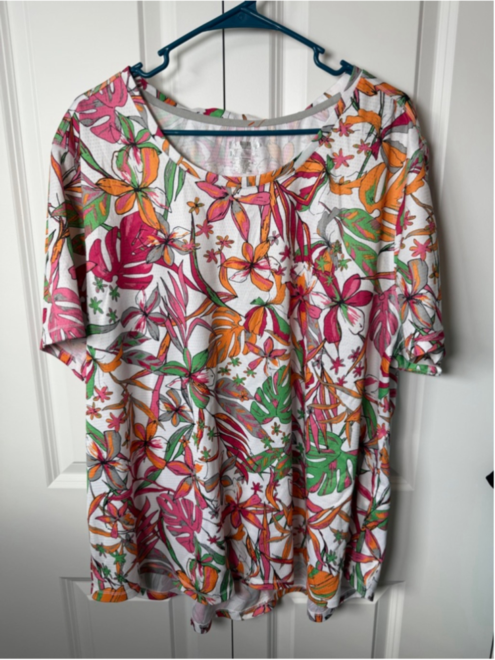 Reel Legends Short Sleeve Tee 3X White Pink Floral